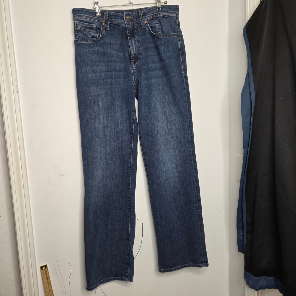 Mavi Max Relaxed Wide Leg Mens Jeans Dark Wash Blue Denim 35x32 RN 95767